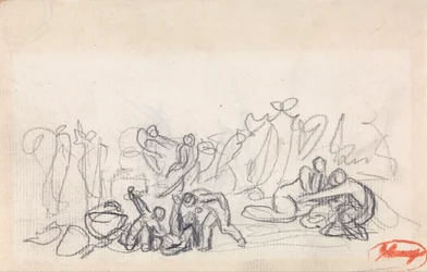 Gruppe von Figuren, möglicherweise Frauen und Kinder beim Spielen